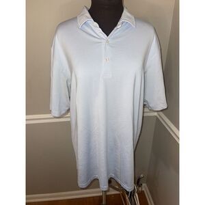 Dunning Golf Mens Extra Large White Blue Striped Short Sleeve Golf Polo Shirt‎